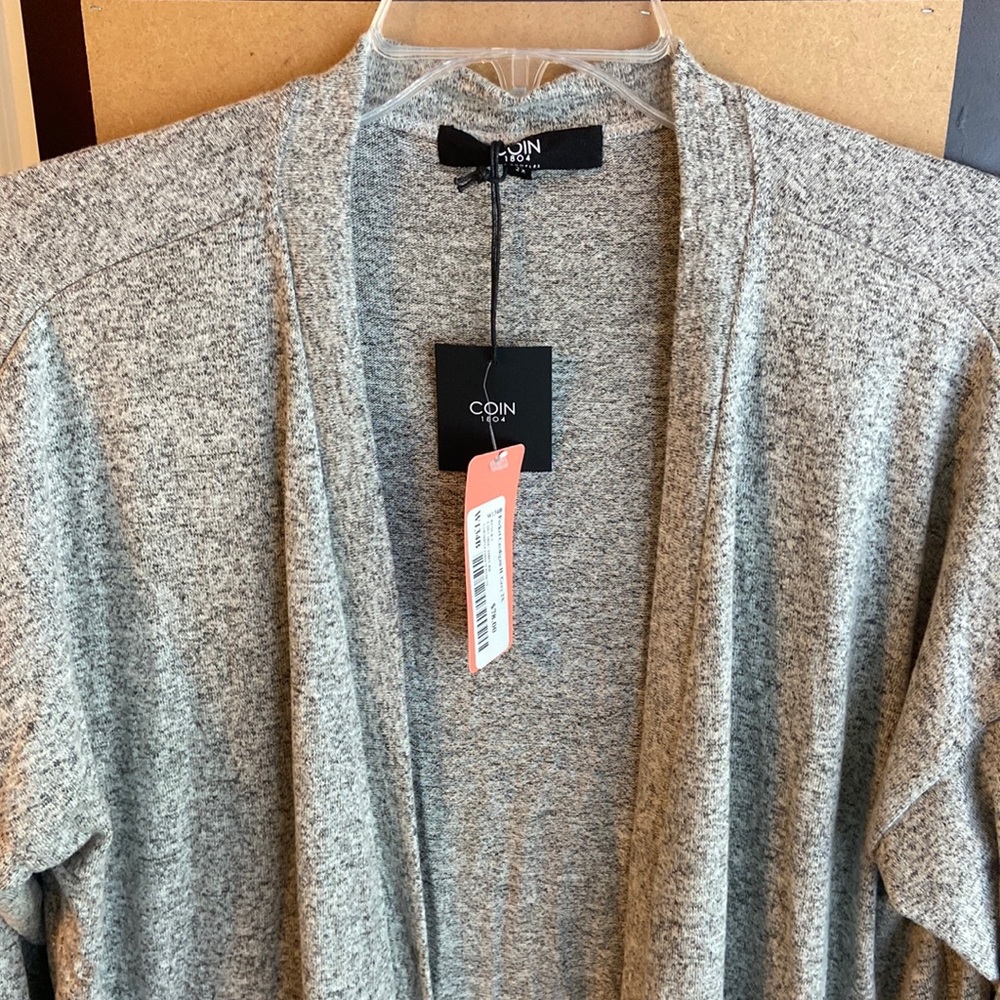 NWT 2X Coin 1804 gray speckled cardigan 2X